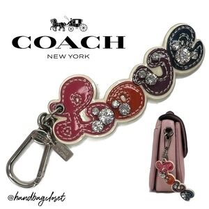 COACH Rhinestone Script Pop Love Charm Purse Charm Keychain Key Chain 92750